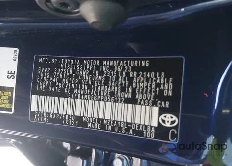 2023 Toyota Corolla Le z USA, uszkodzony, nr VIN 5YFB4MDE6PP056132